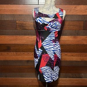 NWOT My Michelle Square Neckline Tropical Print Midi Dress